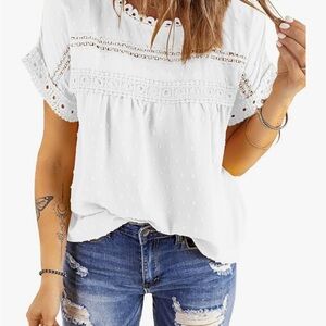 Chic White Eyelet Lace Blouse